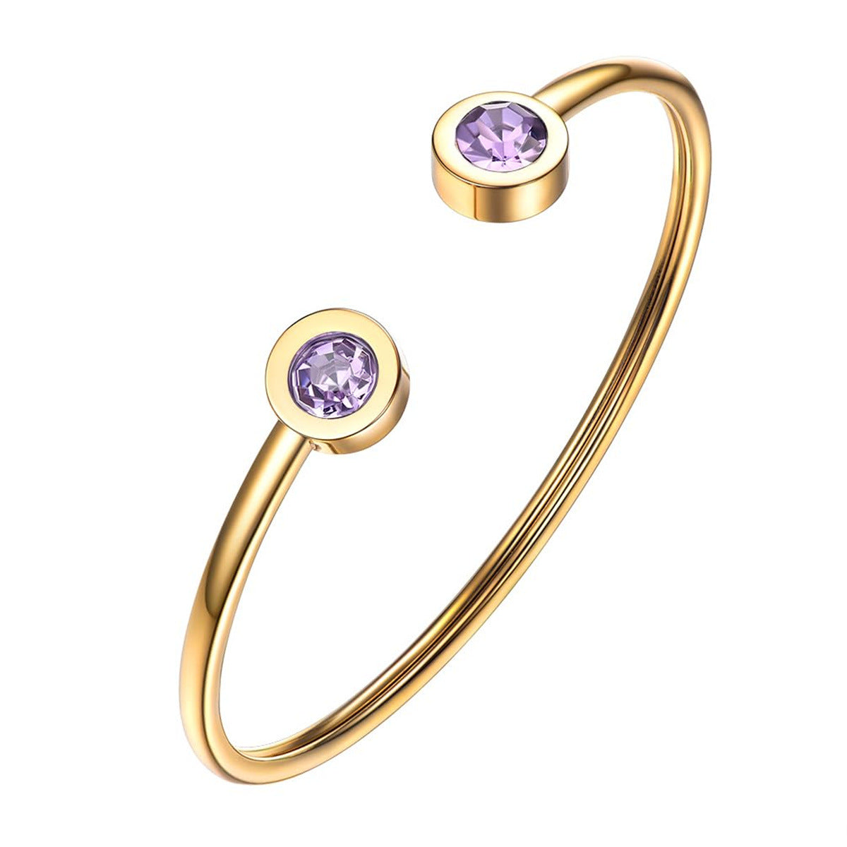 Pulsera minimalista geométrica de acero inoxidable con piedra de nacimiento de diciembre para mujer