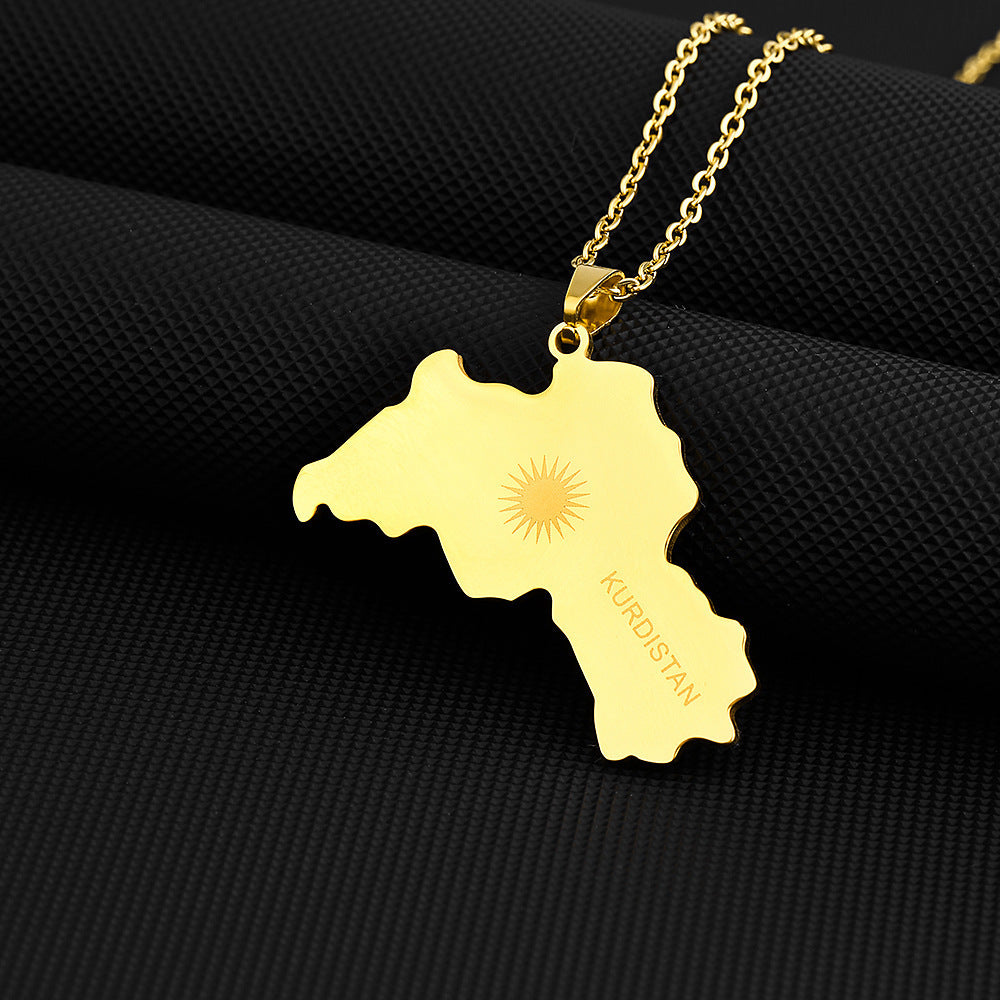 Collana con Pendente Geometrico Vintage in Acciaio Inossidabile con Finitura Smaltata per Uso Unisex