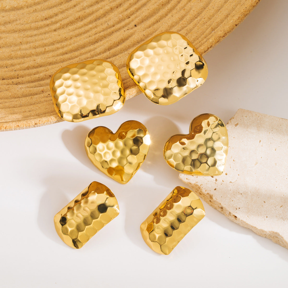 Orecchini da donna geometrici minimalisti in acciaio inossidabile con placcatura in oro