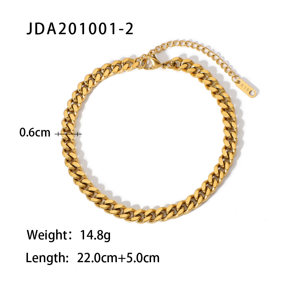 Minimalist Geometric Cuban Ankle Bracelet for Women Stainless Steel 316L Adjustable Ankle Chain with Extension
