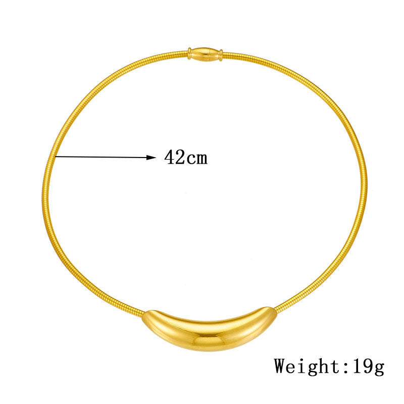 Minimalist Round Titanium Steel Necklace with Plated Finish for Women