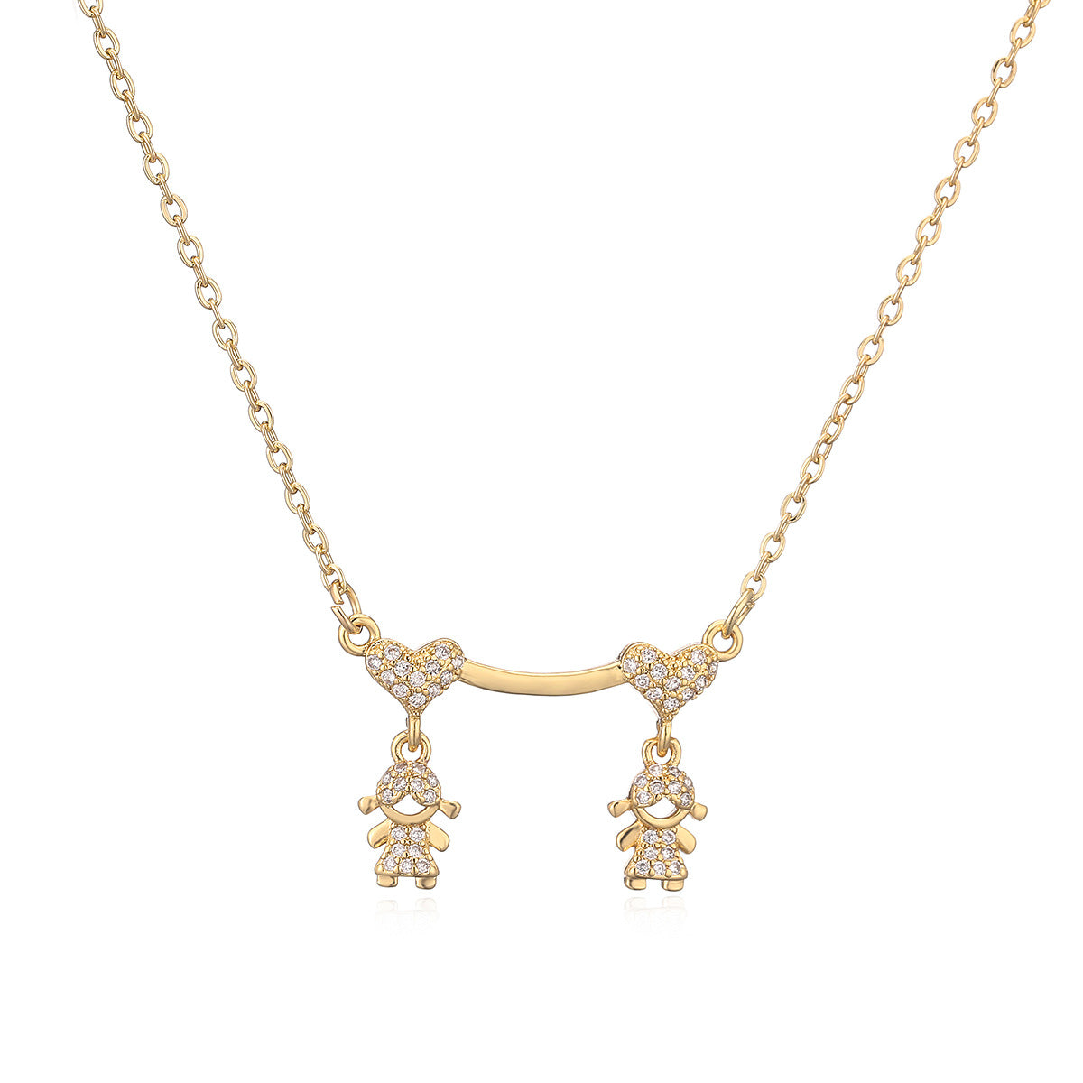 Minimalist Geometric Copper Pendant Necklace with Real Gold Plating and Zircon for Women