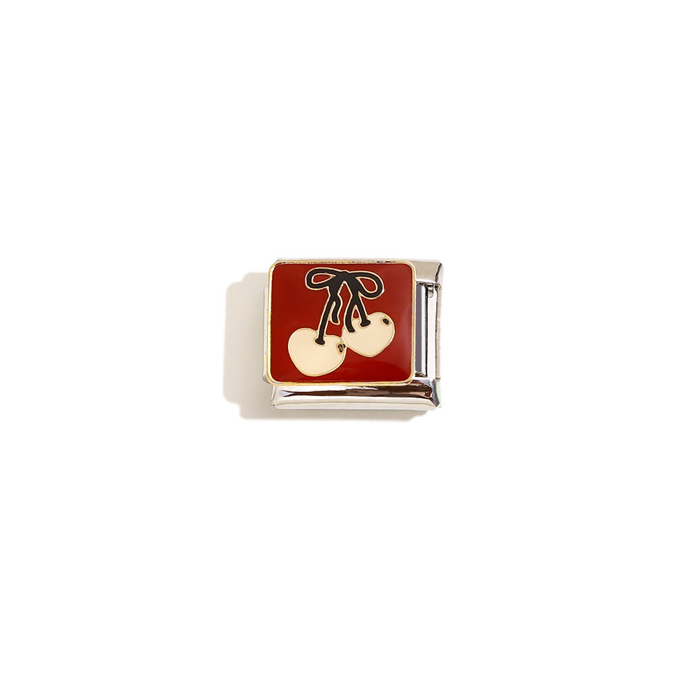 Elegant 18K Gold Plated Drip Oil Square Stainless Steel Charm Bar for Women
