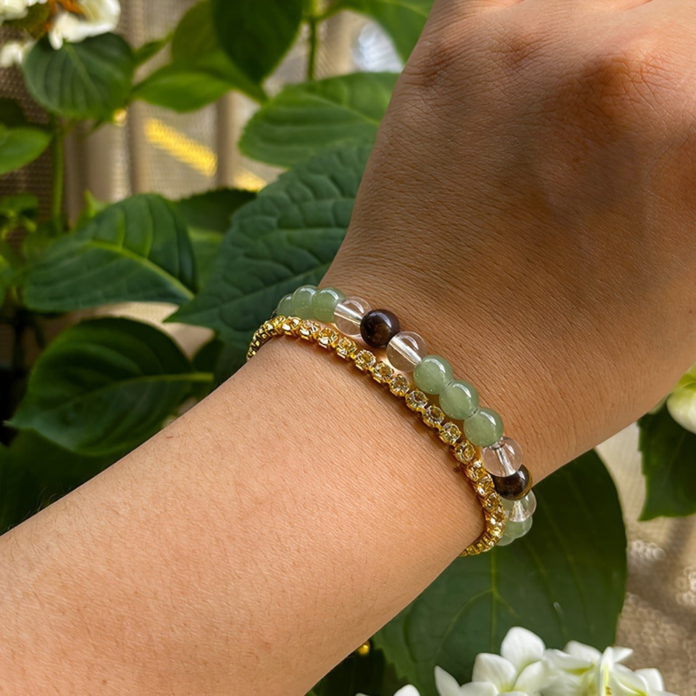 Elegant Casual Geometric Crystal Bracelet Unisex 8mm Beaded Hand Jewelry