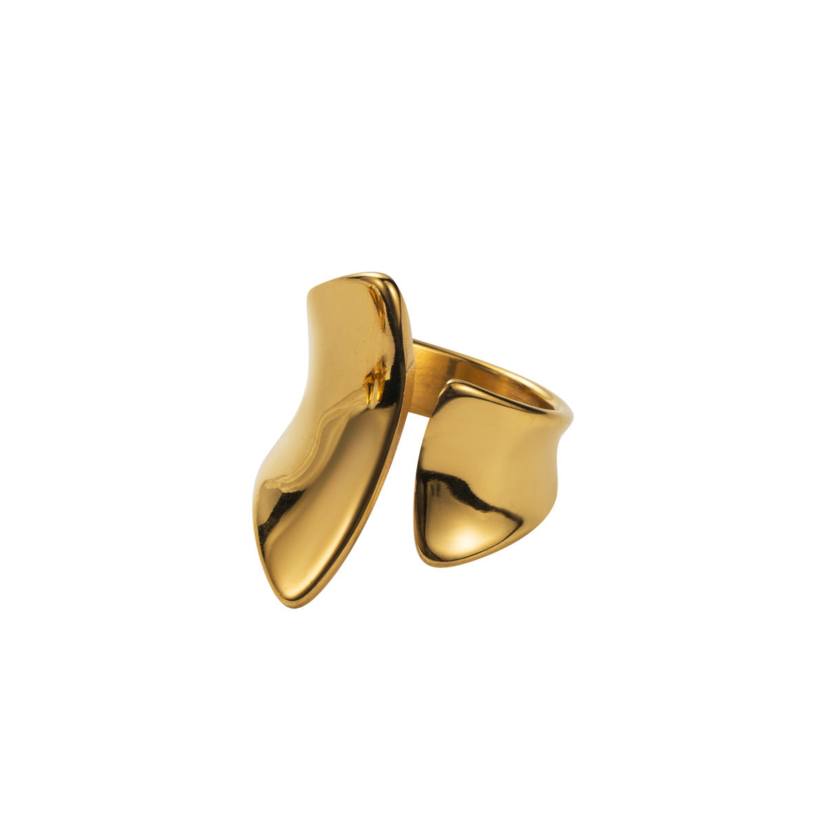 Sweet Cool Geometric Heart Wide Face 18K Gold Plated Stainless Steel Ring for Women