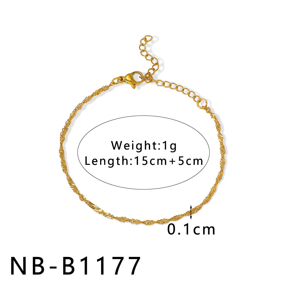 INS Style Geometric and Letter-Shaped Titanium Steel Stainless Steel Bracelet with 18K Gold Plating for Couples