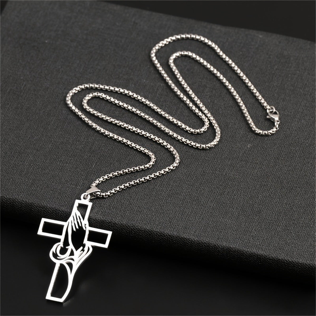 Collana Pendente Croce Geometrica Minimalista per Uomo e Donna Acciaio Inossidabile Lucido Cava Gioielli Fede Regalo