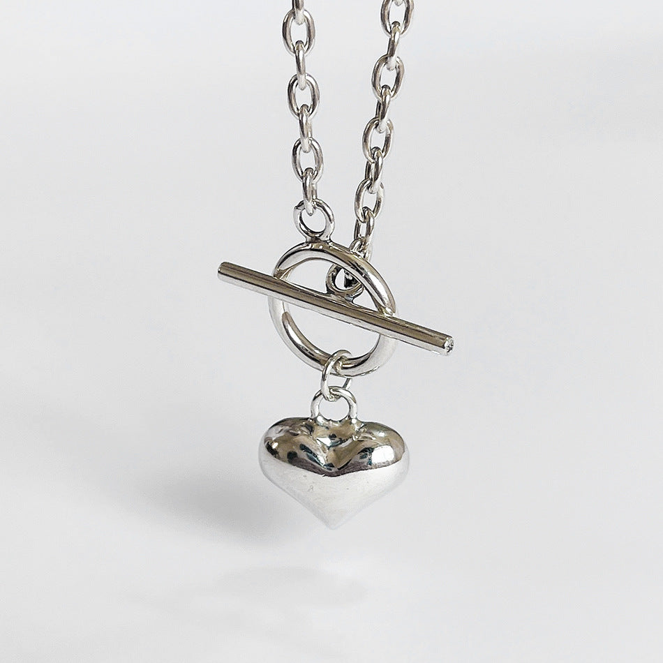 Collana con ciondolo geometrico a cuore placcato oro in argento sterling 925, catena a sfere, stile minimalista vintage