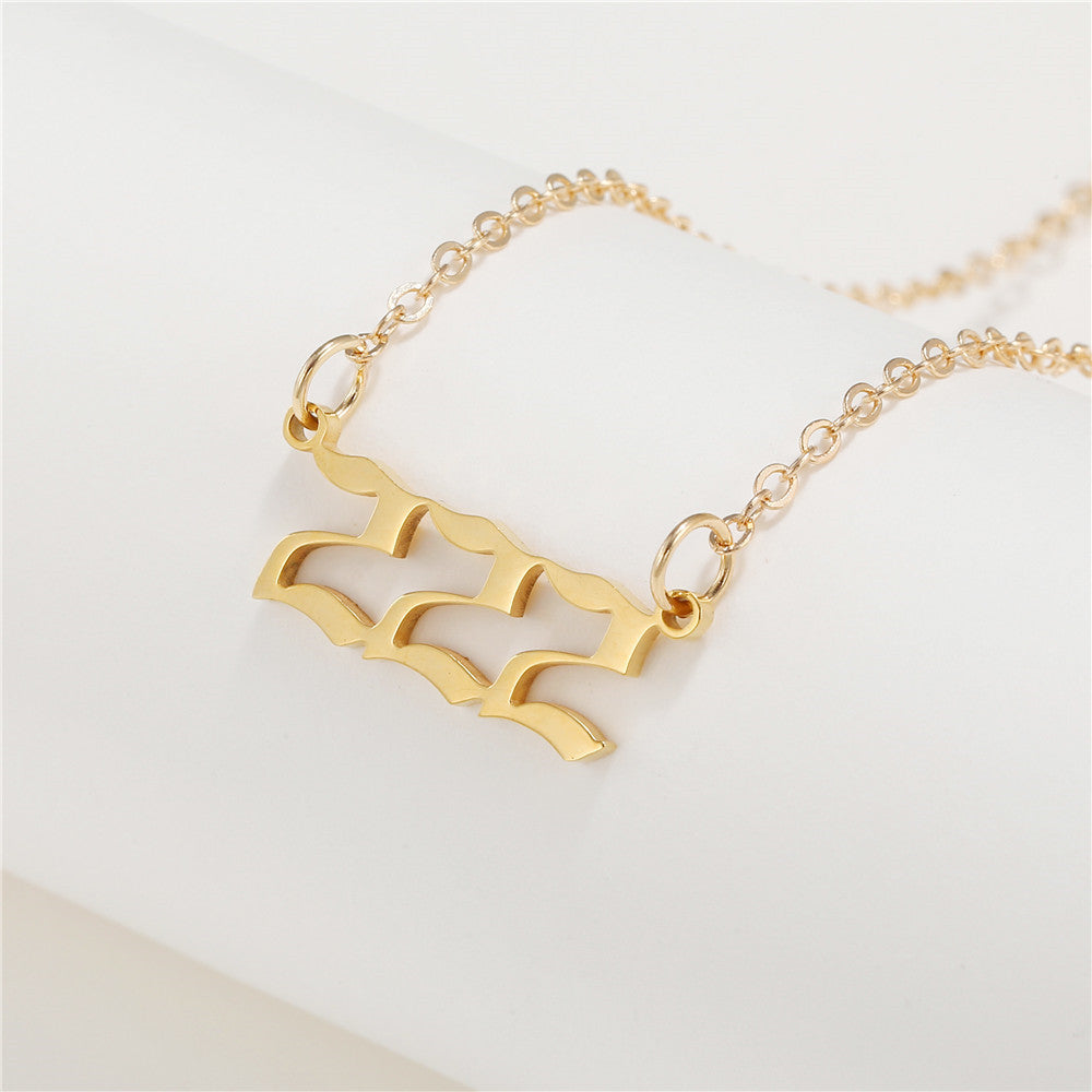 Number Stainless Steel Plated Alloy Pendant Box Chain Necklace