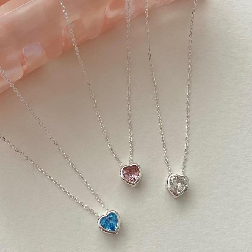 Minimalist Heart-Shaped 925 Sterling Silver Necklace with Cubic Zirconia Accents