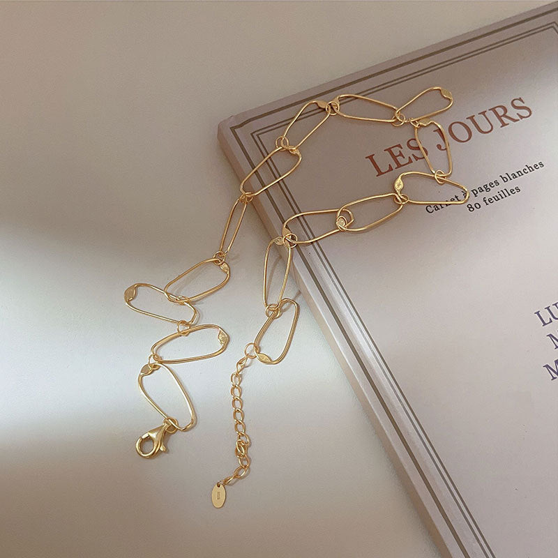 Collana Minimalista Geometrica placcata oro in argento sterling 925 con catena a sfere