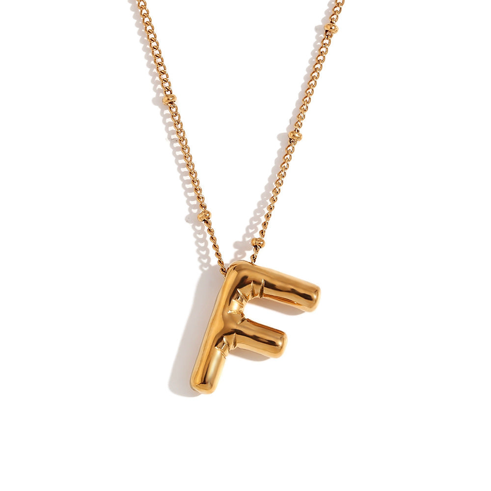 Fashionable Letter-Shaped Stainless Steel Pendant Necklace with 18K Gold Plating for Women