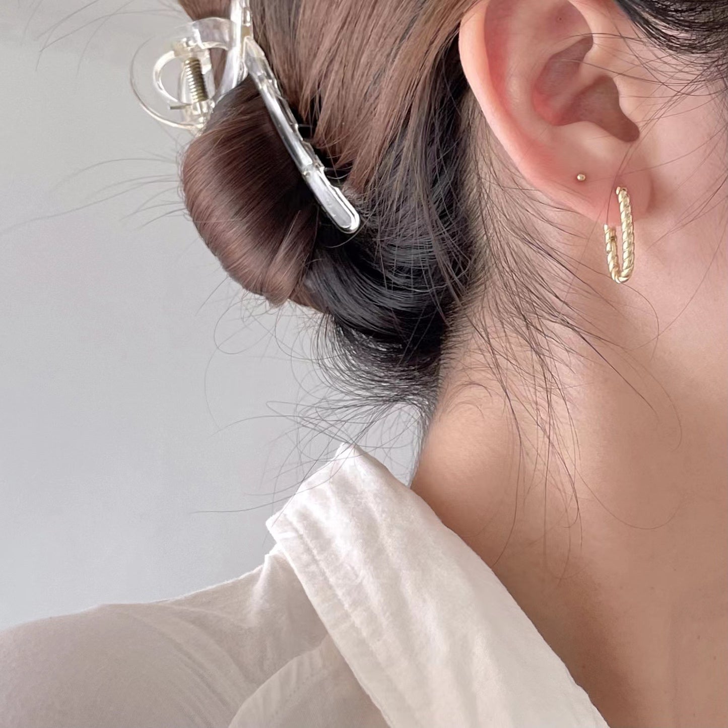 Orecchini Minimalisti a U a Fune Ritorta in Argento Sterling 925 da Donna con Finitura Placcata