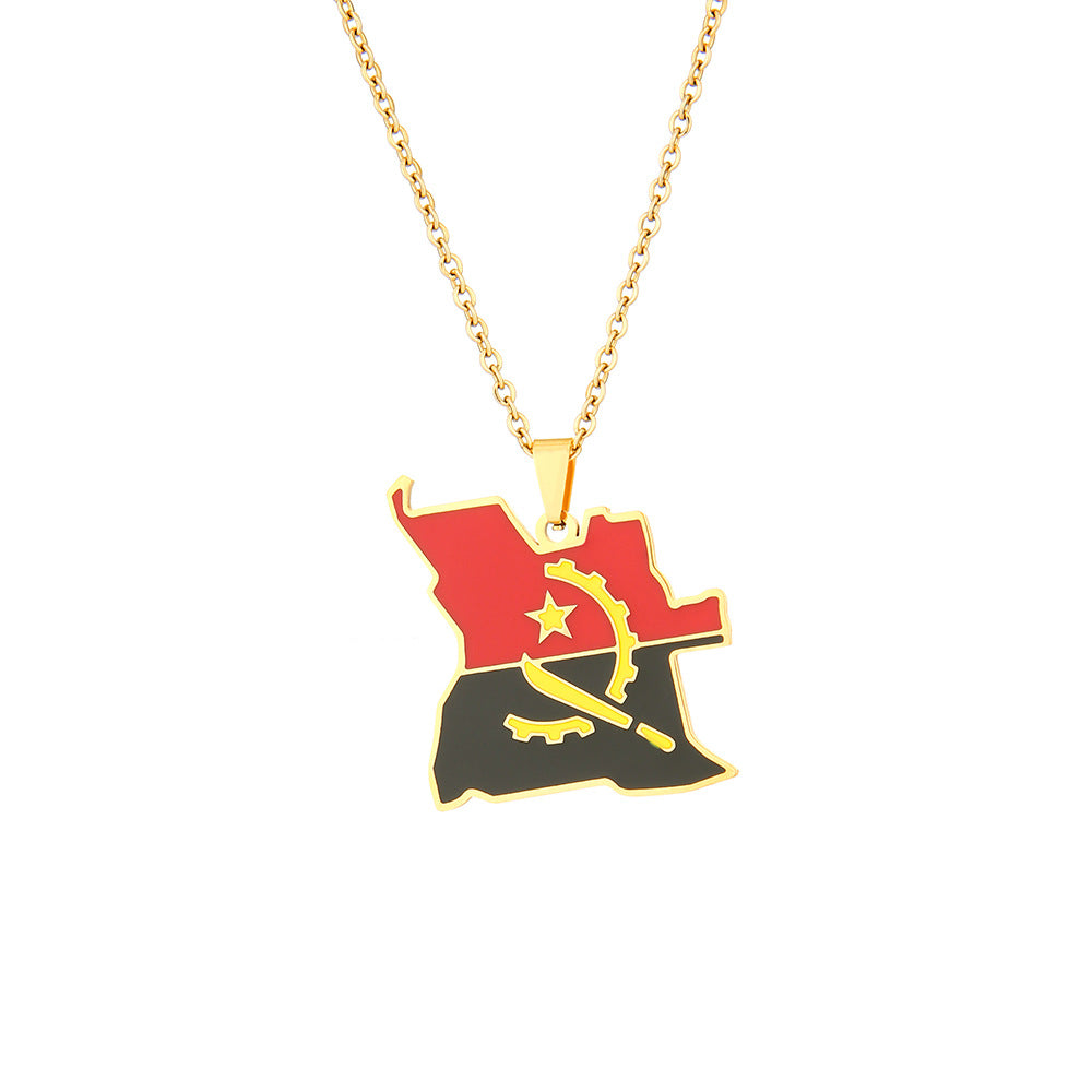 Collar con Colgante Geométrico de Moda de Acero Inoxidable con Dije de Acero de Titanio y Acabado Chapado para Uso Unisex