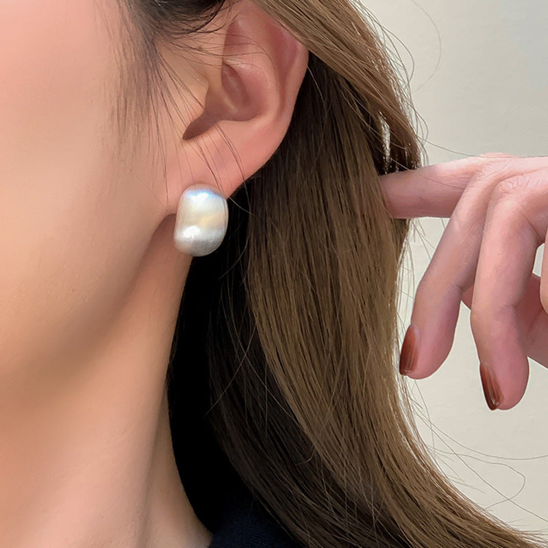 Pendientes de botón geométricos texturizados minimalistas para mujer en cobre chapado con postes de plata 925, lujo, moda, uso diario
