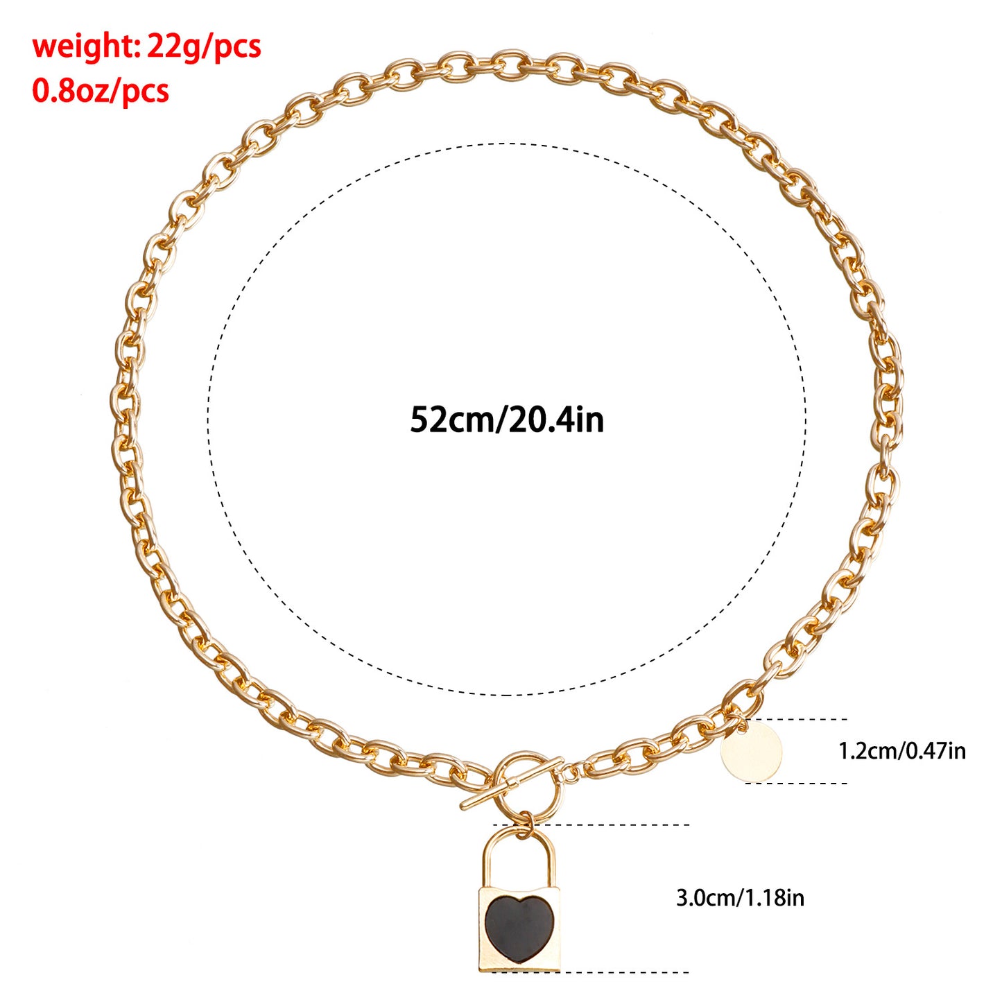 Minimalist Luxury Geometric Black Imitation Mother of Pearl Lock Pendant Aluminum Alloy Chain Necklace for Women