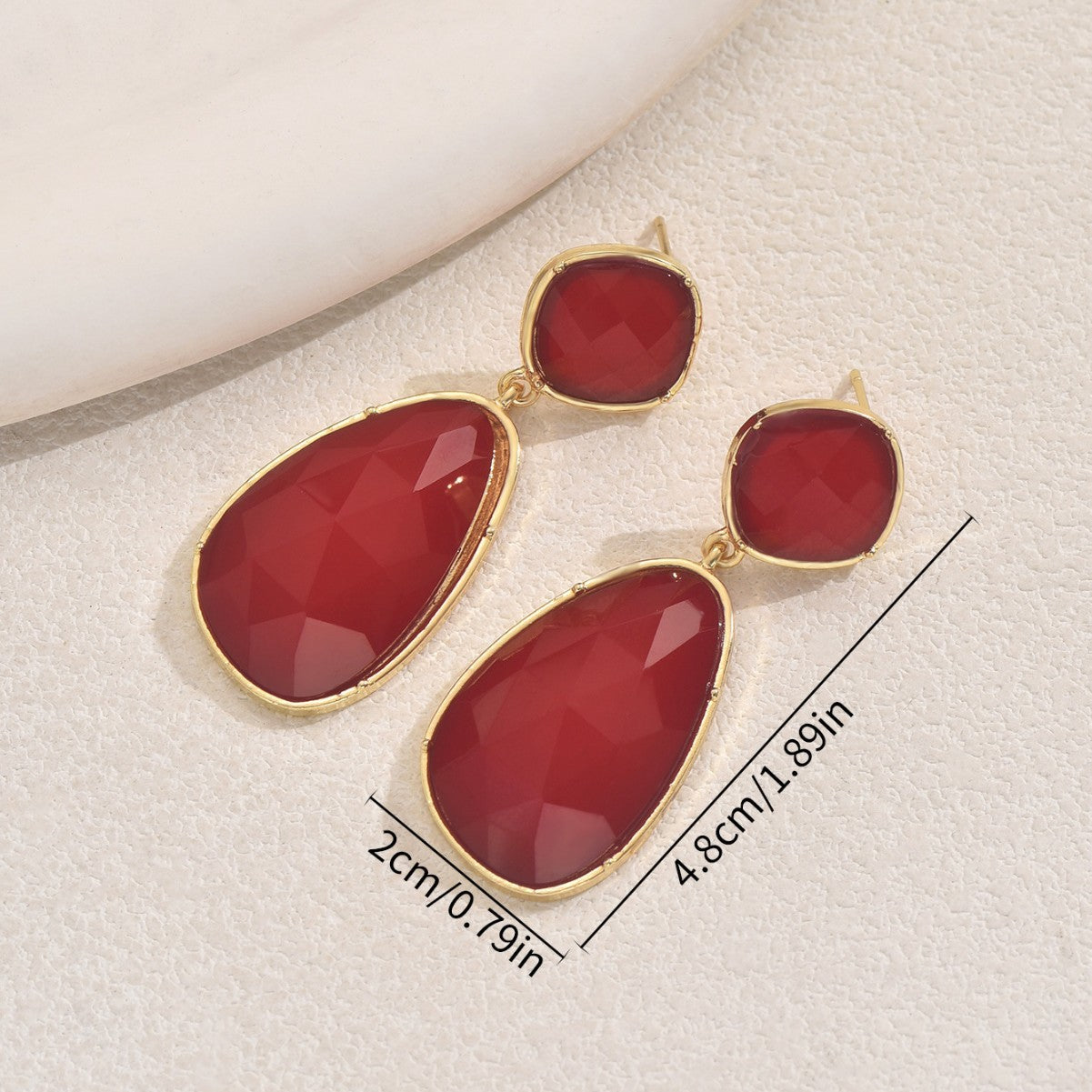 Pendientes de mujer geométricos de aleación de zinc con incrustaciones de piedras preciosas, aretes minimalistas de moda para la oficina