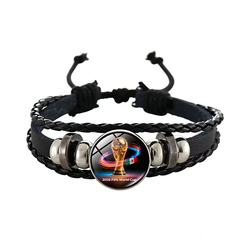 Sporty Geometric Braided Leather Bracelet Unisex Adjustable Hand Rope