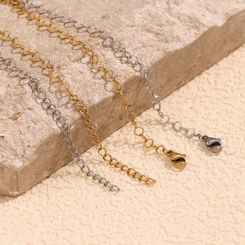 Minimalist Geometric Rhombus Anklet for Women Stainless Steel with 14K Gold Plating