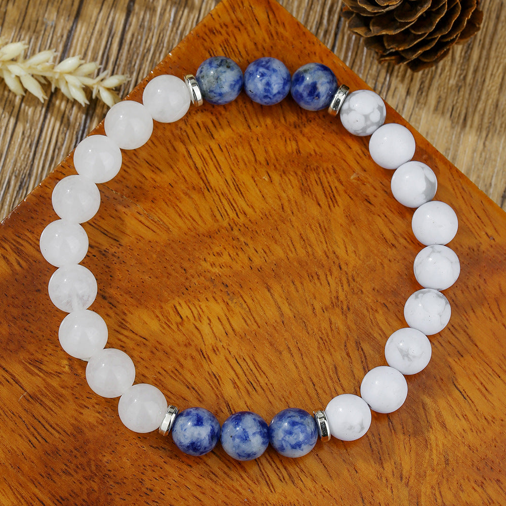 Men's Black Hematite and Wood Chip Beaded Stretch Bracelet