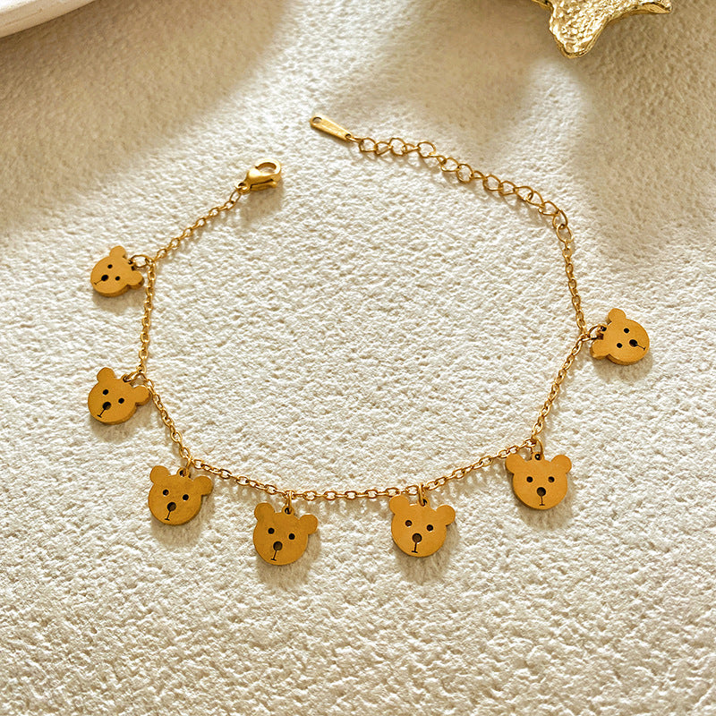 Cartoon Animal Titanium Steel Plated Necklace Bracelet Set for Unisex