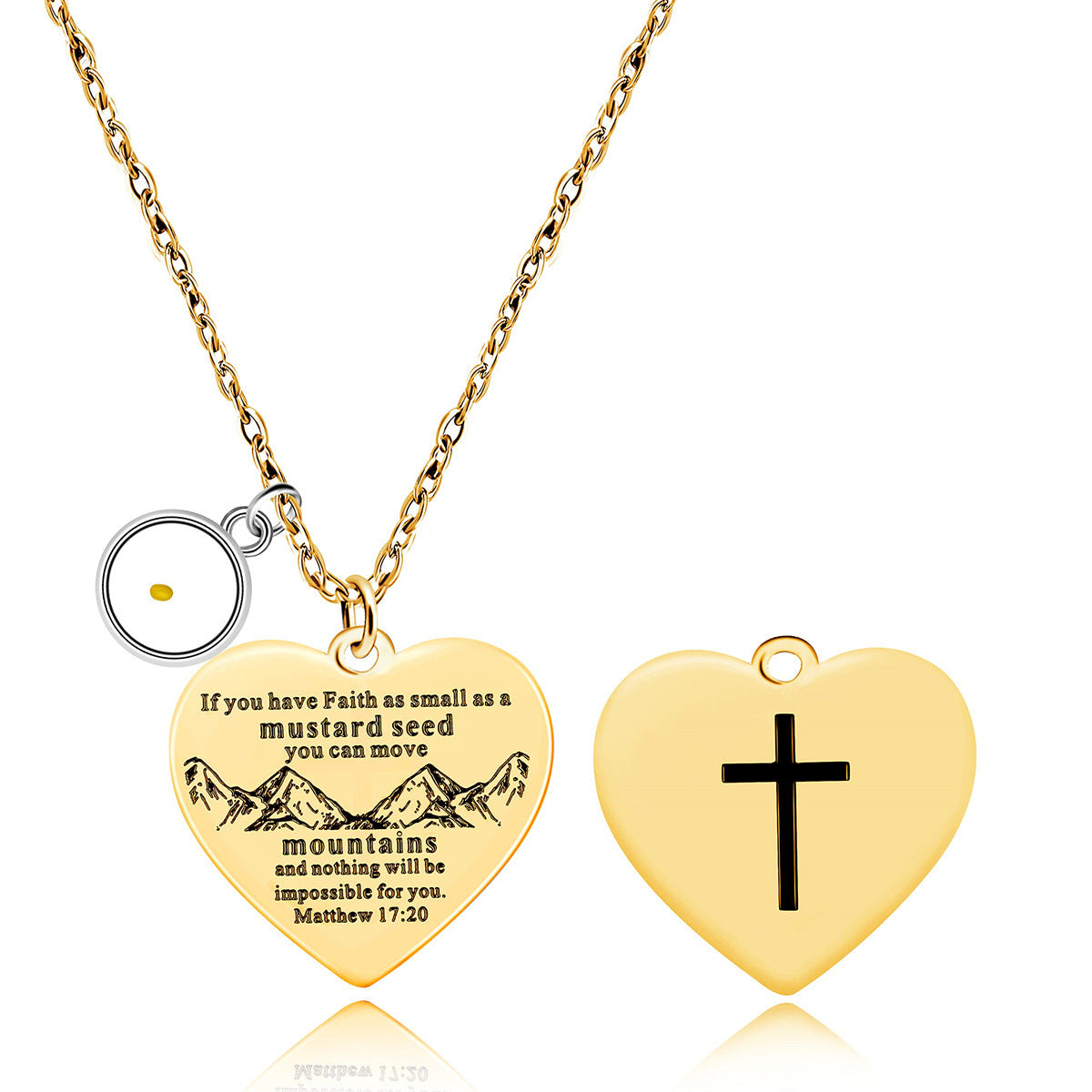 Collana con Ciondolo a Croce a Doppia Faccia in Acciaio Inossidabile con Versetto Biblico Personalizzato, Charm in Acciaio al Titanio Lucidato e Design Geometrico