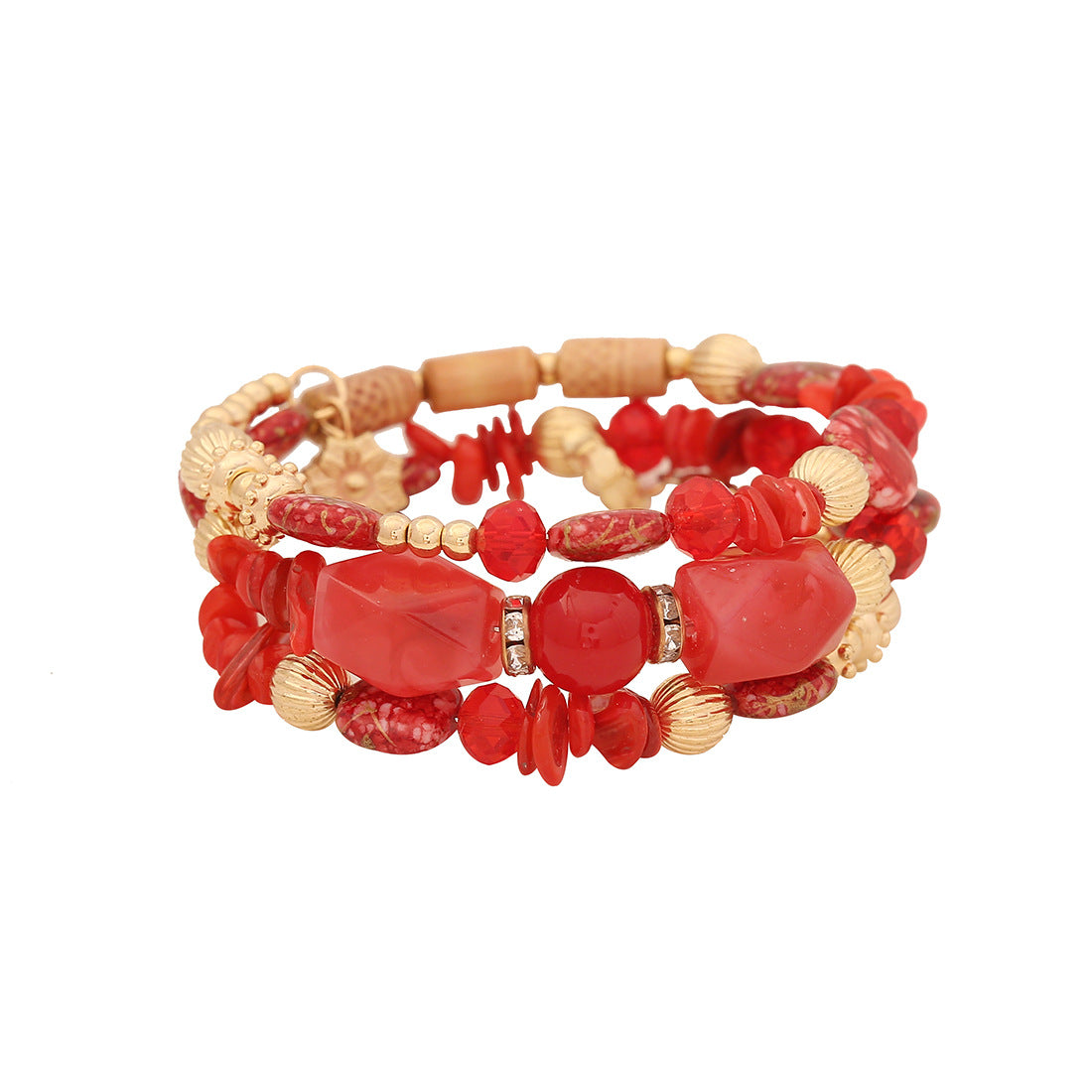 Bracciale bohémien con perline acriliche dal design originale e fattura artigianale