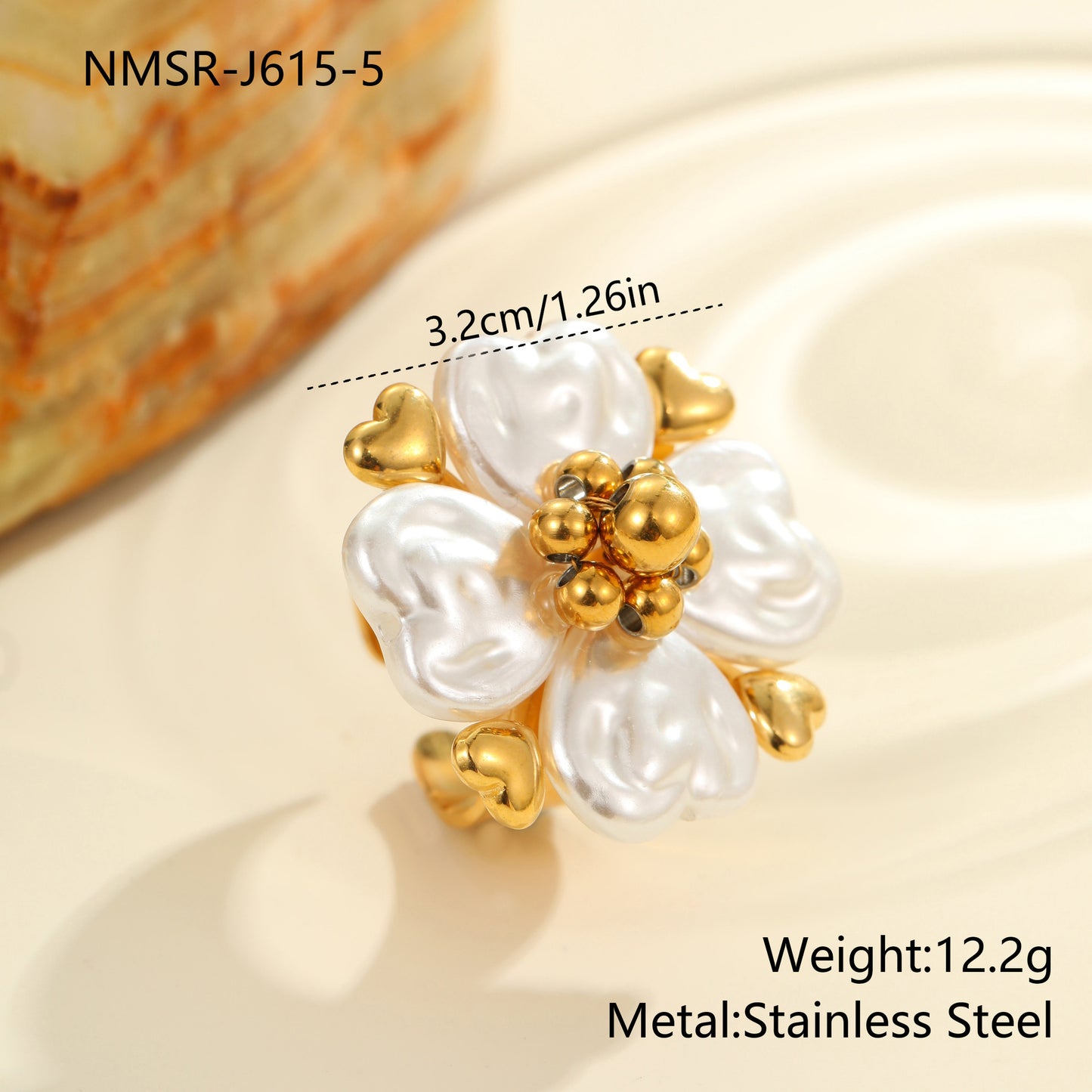 Dopamine Colorful Floral Stainless Steel Adjustable Ring for Women with Plated Finish