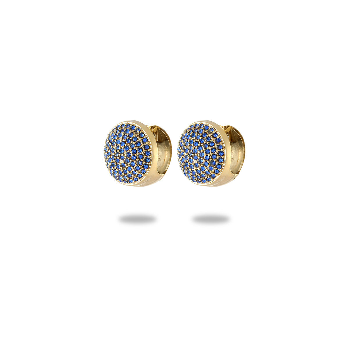 Pendientes de botón redondos geométricos de acero inoxidable con estilo francés vintage y acabado chapado para mujer