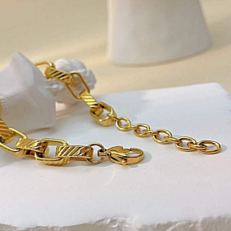 Pulsera unisex de acero titanio en forma de U estilo Hip Hop con acabado galvanizado