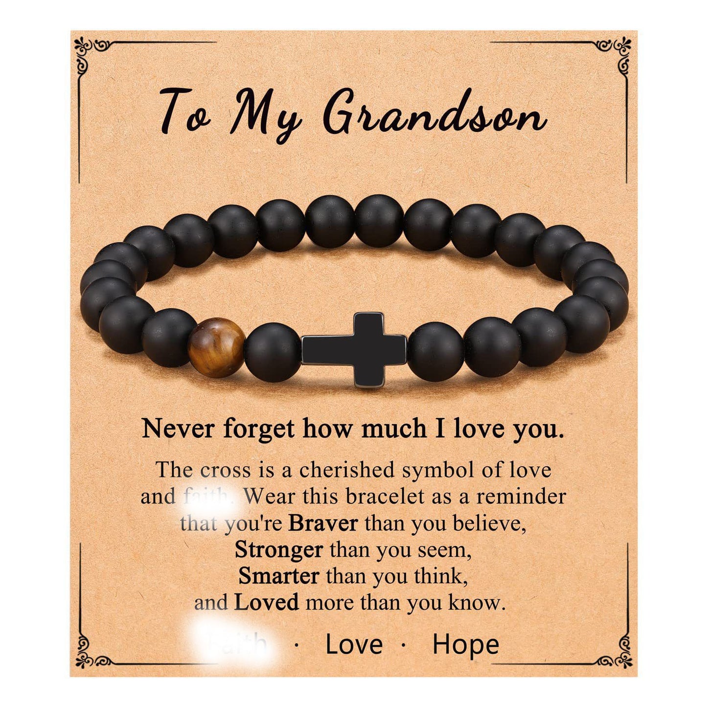 Minimalist Matte Polished Cross Beaded Bracelet for Men