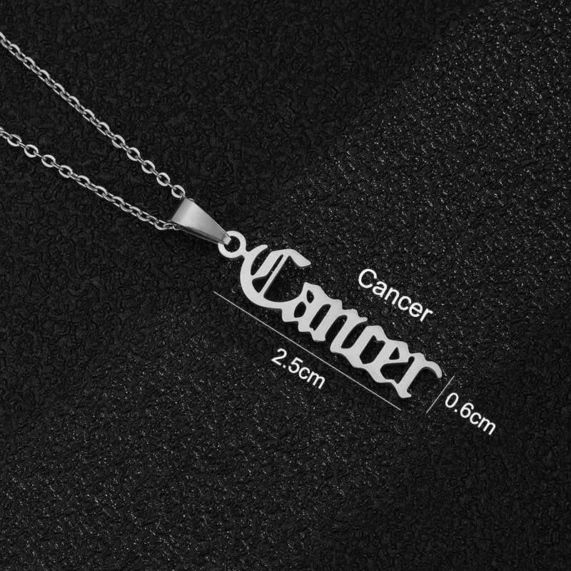 Zodiac-Themed Stainless Steel Pendant Necklace with Titanium Steel Charm and Electroplated Finish for Unisex Wear