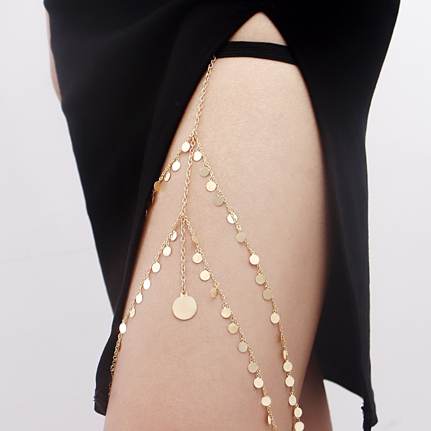 Geometric Sequin Fringe Anklet for Women Alloy Anklet with Circular Coin Charms