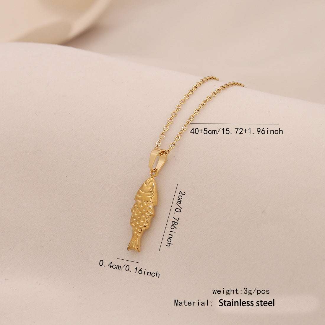 Collana con Ciondolo Unico a Forma di Pesce in Acciaio Inossidabile da Donna con Motivo Animale e Stile Minimalista