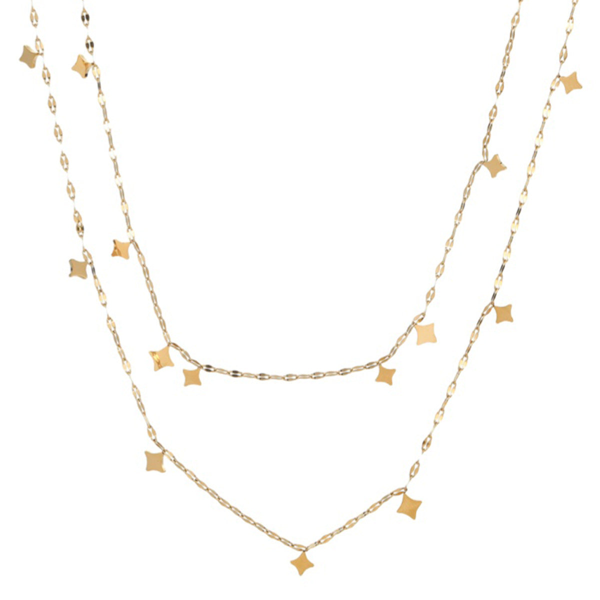 Minimalist Geometric Stainless Steel Layered Necklace with Plated Finish for Women