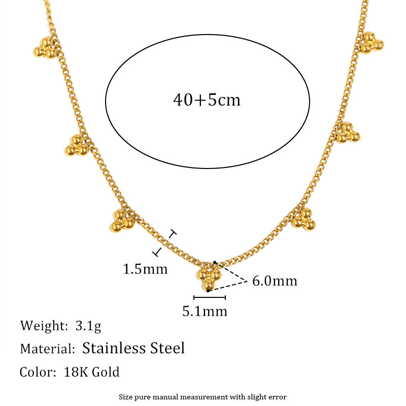 Minimalist Geometric Stainless Steel Plated 18K Gold Fine Chain Tassel Pendant Necklace for Women