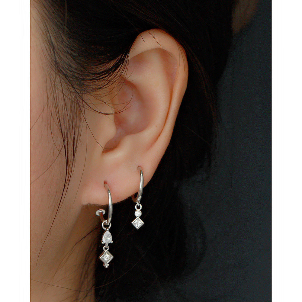 925 Sterling Silver Geometric Tassel Cubic Zirconia Drop Earrings for Women