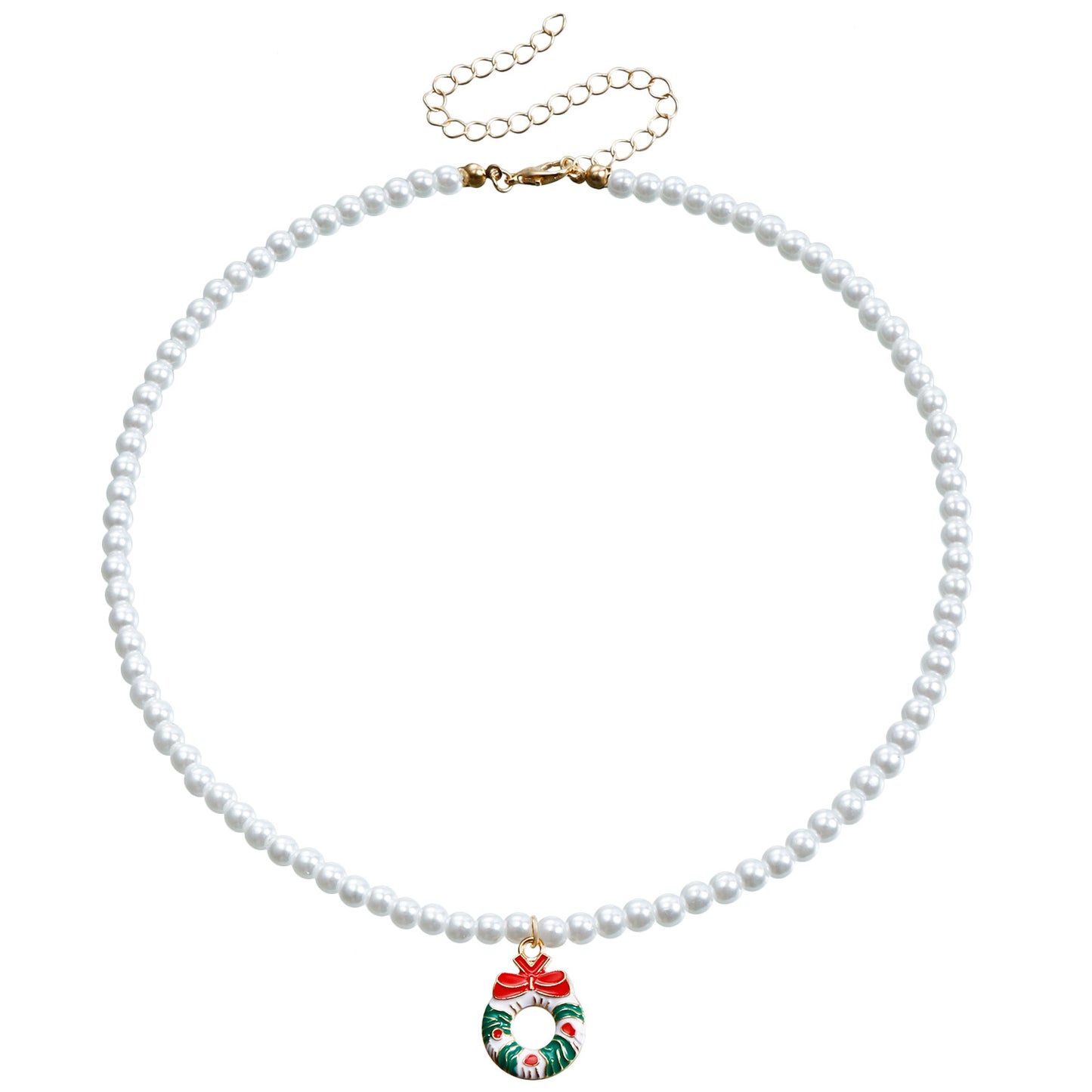 Minimalist Geometric Pendant Necklace with Enamel Snowflake and Bell Charms, Alloy Drop-Enamel Christmas Tree Accents on Metal Chain for Women
