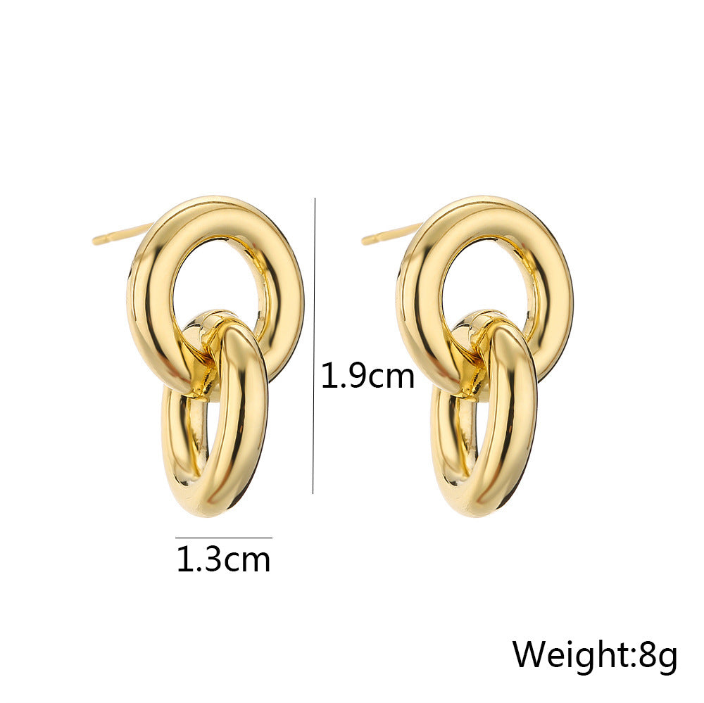 Geometric Minimalist Earrings in Copper with 14K Gold Plating and 925 Sterling Silver Posts