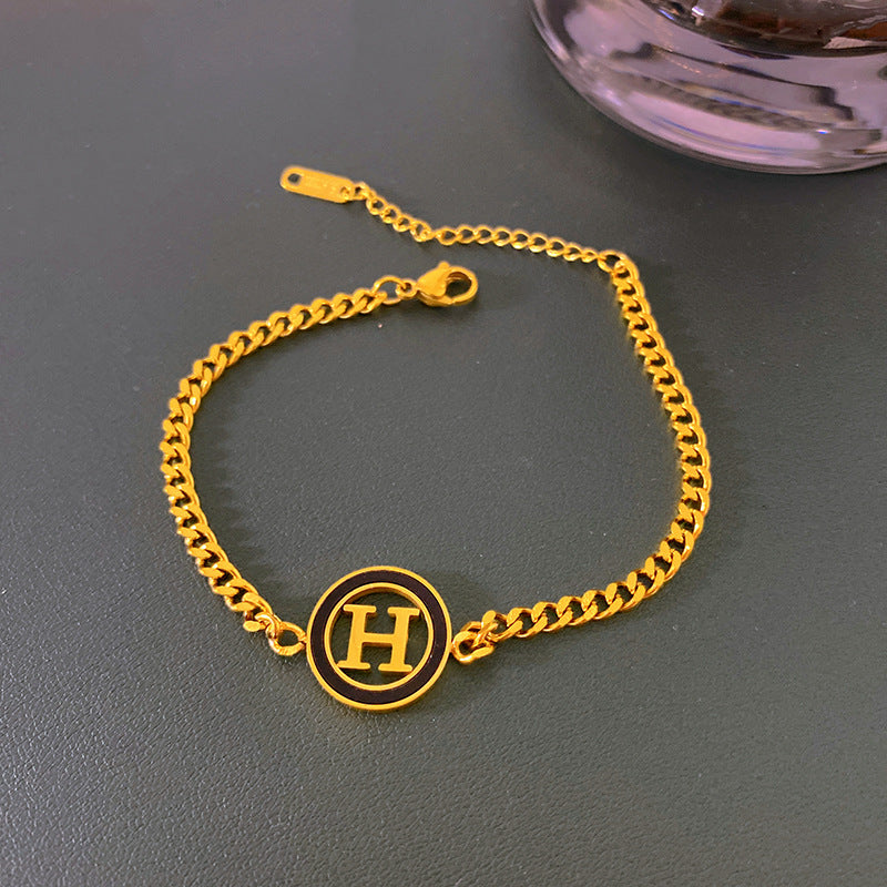Minimalist Luxury Geometric Letter Titanium Steel Bracelet