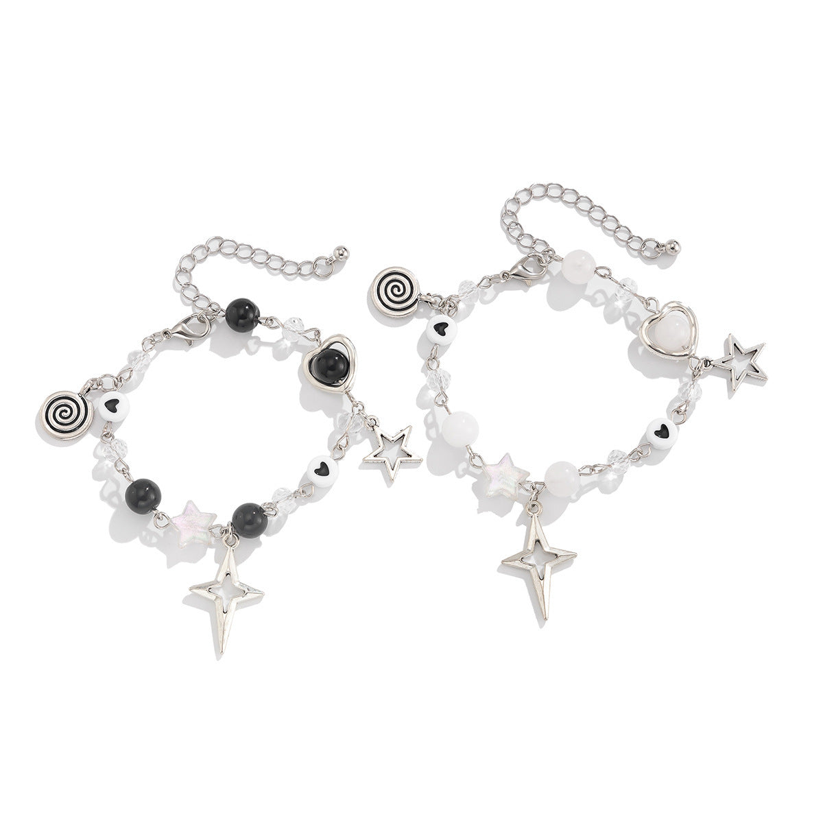 Sweet Minimalist Star Heart Bow Acrylic Bracelet for Women with Plated Finish