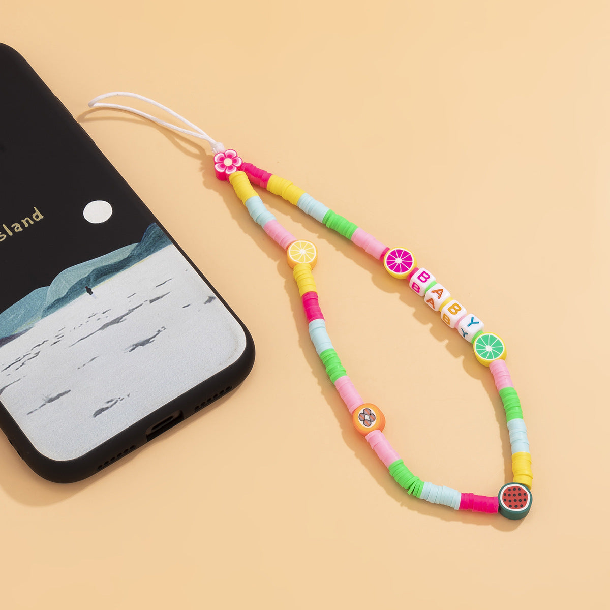 Sweet Handmade Acrylic Pearl Floral Beaded Phone Chain Charm