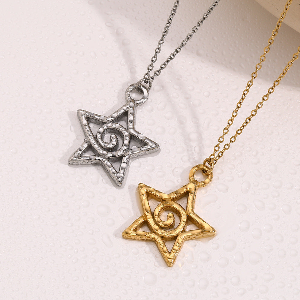 Elegant Business 18K Gold Plated Star Stainless Steel Necklace for Women