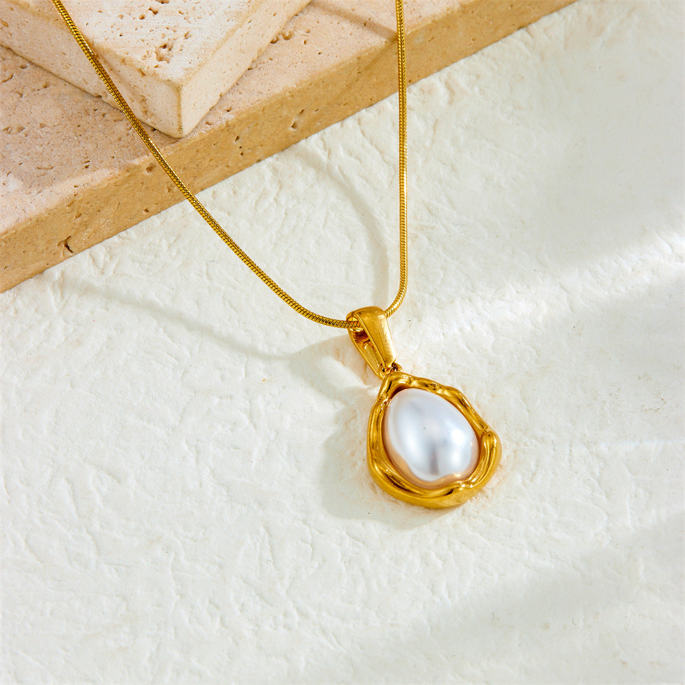 Vintage Elegant Teardrop Plated Stainless Steel Pendant Necklace for Women