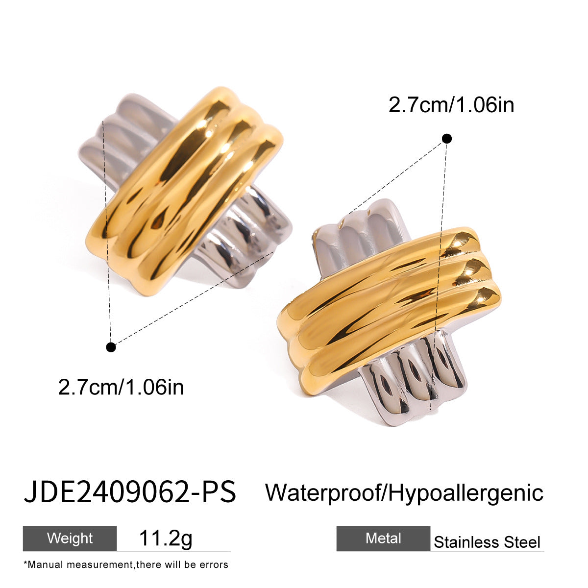 Pendientes minimalistas de acero inoxidable con forma de cuadrado geométrico y acabado chapado para mujer