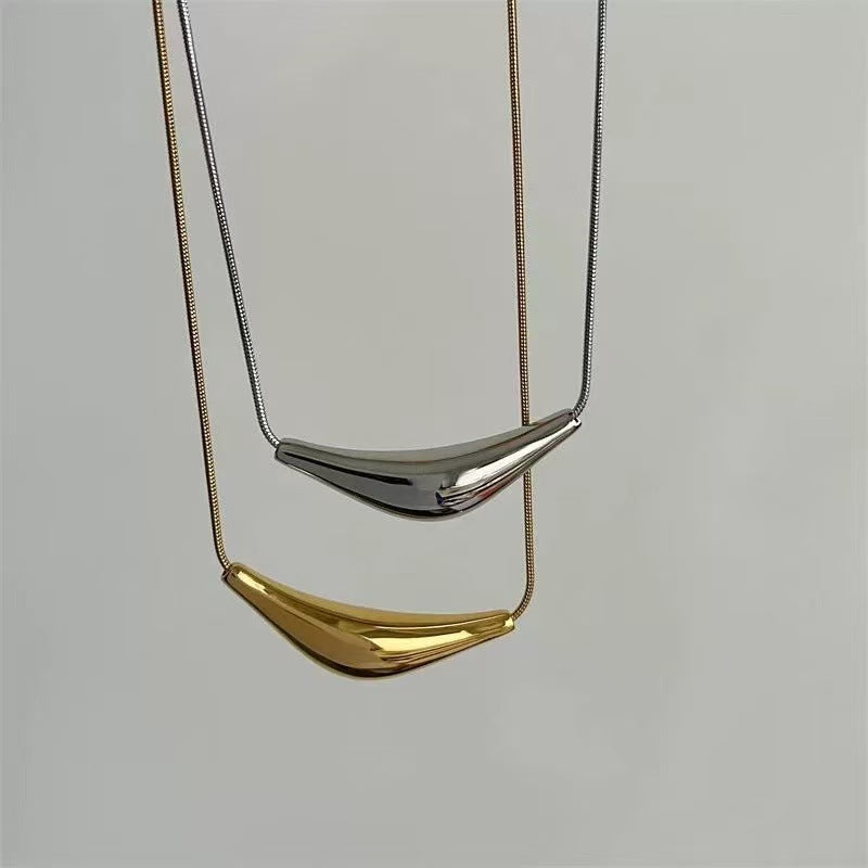 Geometric Irregular Smile Face Titanium Steel Plated Necklace for Women