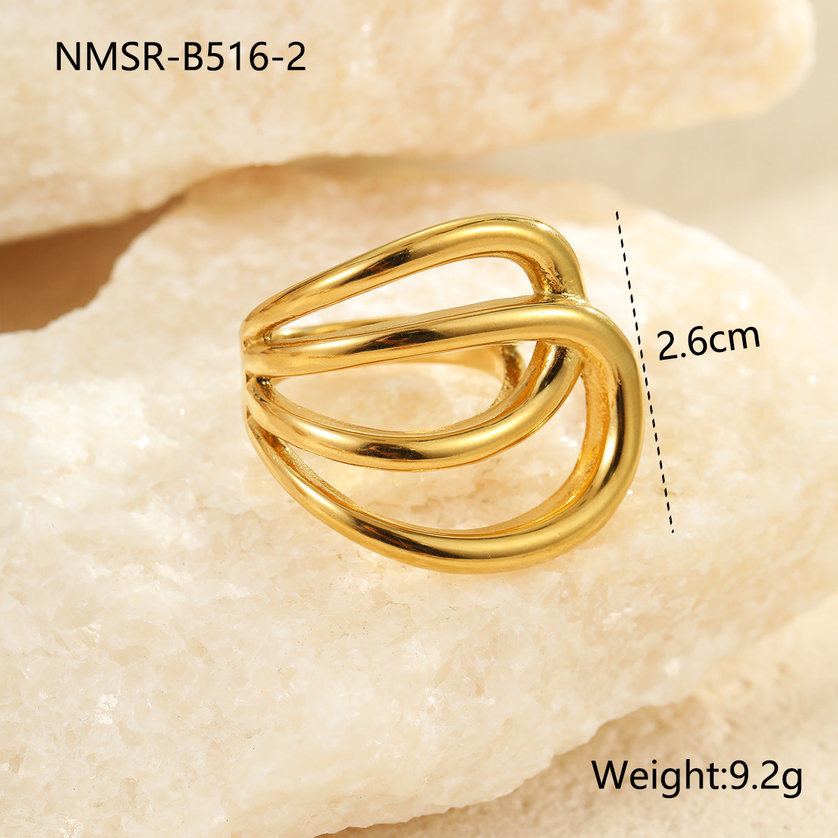 Anillo minimalista geométrico de acero de titanio para mujer con acabado chapado, banda personalizada de acero inoxidable de alta gama