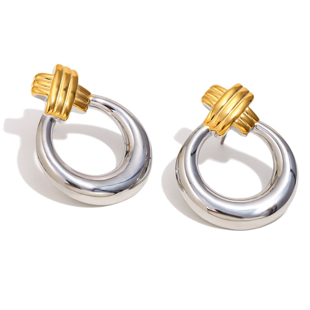 Orecchini a Cerchio a Forma di Aragosta Geometrica in Acciaio Inossidabile con Placcatura in Oro 18K da Donna