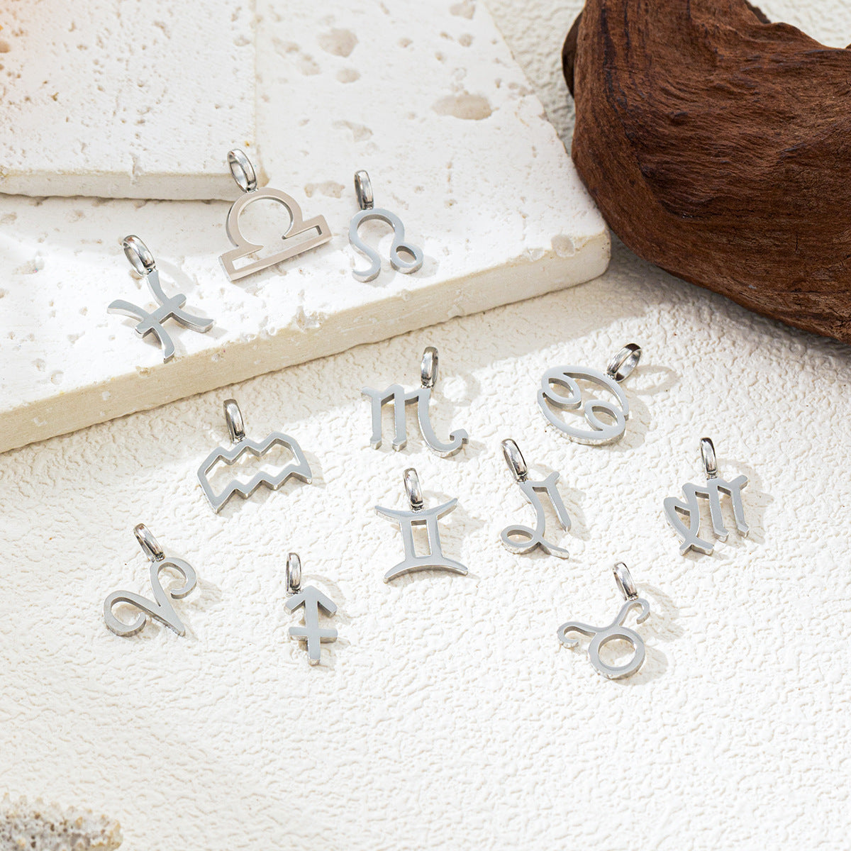Minimalist Titanium Steel Plated Zodiac Charm Bar Necklace for Women