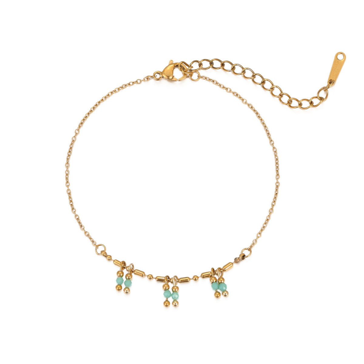 Braccialetto Minimalista Geometrico in Acciaio Inossidabile con Placcatura in Oro 18K e Dettagli in Pietre Naturali e Perle